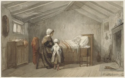 Mother and Daughter by the Sickbed of a Child