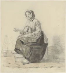 Seated Street Vendor with Basket
