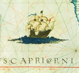 Galleon in full sail, (detail)