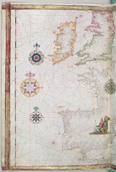 The British Isles and Iberia, detail from a world atlas