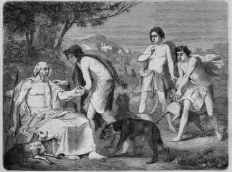 Homer in the island of Syros. Engraving from 1864, according to Maillard