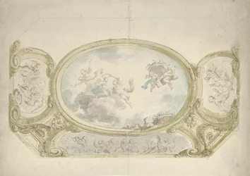 Design for a Ceiling Painting: Oval with Allegorical Scene, Surrounded by Scenes with Putti