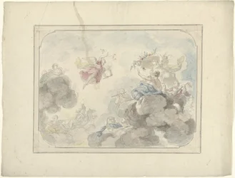 Design for a Ceiling Painting with a View into the Sky where Aurora Dispels Darkness