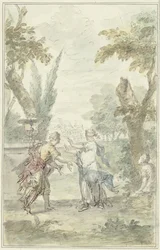 Design for a Room Piece: Blindfolded Amaryllis Grabs Myrtillo
