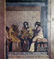 Roman Mosaic of Scene from Play with Masked Actors