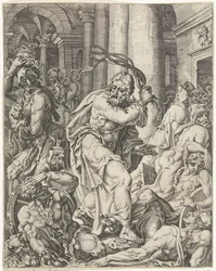 Expulsion of the Money Changers from the Temple (series title: The Fall and Redemption of Mankind through the Life and Passion of Christ)
