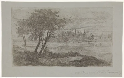Landscape with Trees in the Foreground and a Plow in the Field