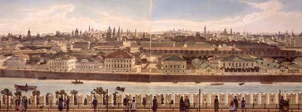 View of Zamoskvoreche from the Kremlin, from a panorama of Moscow, engraved by Philippe Benoist and Aubrun, pub. by Lemercier, c.1840