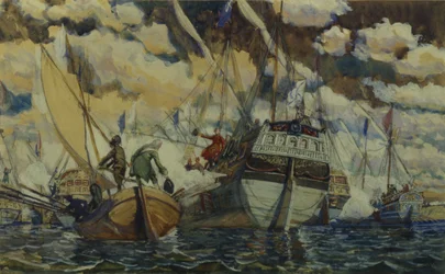 Peter I and Lefort. The Fleet of Peter I on Lake Pleshcheyevo