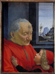 Portrait of an Old Man and a Young Boy. Painting by Domenico Ghirlandaio (1449-1494), 15th century, dimensions 0.62 x 0.46 m