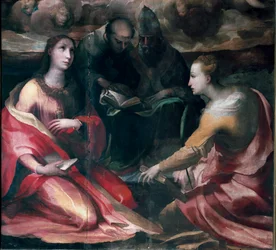 Christ crowning the Virgin Mary and Four Saints, detail