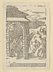 The Call of the Metals. Hephaestus (Vulcan) and a Scholar Stand by the Fire of a Forge, While Outside in the Rocks the Gods (as Representatives of the Metals) are Hidden: Saturn (Lead), Jupiter (Tin), Venus (Copper), Luna (Silver), Mercury (Quicksilver)