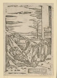 The Metals are Transported for Processing. Hephaestus (Vulcan) Brings the Metals Still Bundled on the Mountain to the Forge. From the Series "De re metallica".