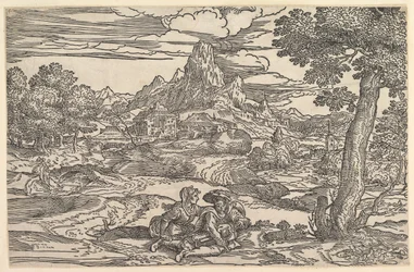 Landscape with a Woman Seated Next to a Man Playing a Hurdy-Gurdy