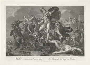 Achilles Drags the Body of Hector Behind His Chariot