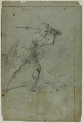 David Beheading Goliath (recto); Sketch of Draped Female Figure with Right Arm Raised Above Head (verso)