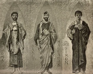 Saints Thomas, Mathew and Simon, Cartoons by Domenico Morelli for Mosaic in Amalfi Cathedral, Italy