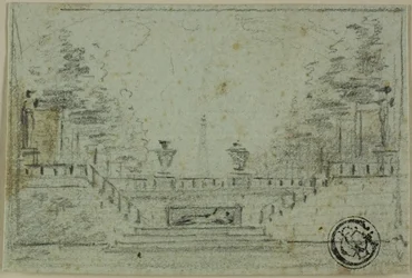 Staircase and Terrace in Formal Garden