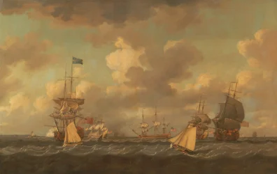 English Ships Coming to Anchor in a Fresh Breeze