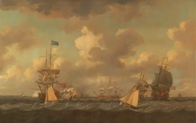 English Ships Coming to Anchor in a Fresh Breeze
