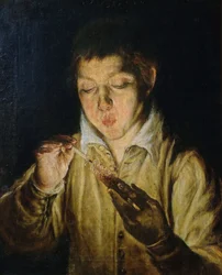 El Soplón Boy Blowing on a Taper, ca 1571-1572