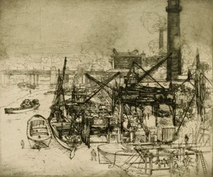 Chimneys and Cranes on the Thames