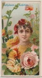 Hollyhock: Ambition, from the series Floral Beauties and Language of Flowers N75 for Duk, 1892