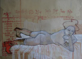 Reclining Nude Red Boots
