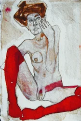 Seated Nude Red Socks