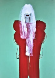 White Hair Red Dress