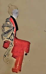 Woman In Red Kimono