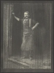Blacksmith Standing in Doorway, Pipe in Mouth