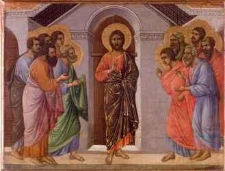 Resurrected Jesus appears to the apostles (Maesta altarpiece)