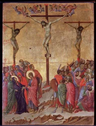 The Crucifixion. On the sides, the good thief (Dismas) and the impenitent thief (Gestas)