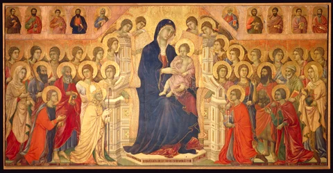 Virgin Enthroned with Child, Surrounded by Angels and Saints, Central Panel of the Maesta