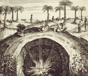 A Giant Underground Steam Cooker, from China Illustrated by Athanasius Kircher, 1667