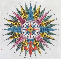 Compass Rose, from a Blue Atlas, published in Amsterdam, 1697