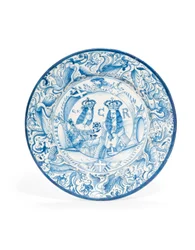 Delft Blue and White Royal Double Portrait Charger