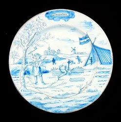 Delftware plate depicting the month of December