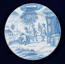 Delftware plate depicting the month of October