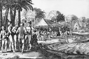 Dutch Traders Entertain Local Polynesians