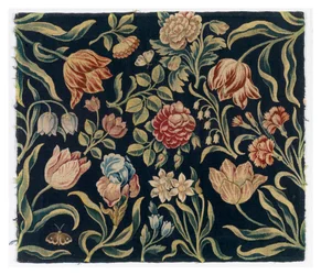 Folding screen with floral tapestry panels