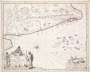 Map of the Coast of Malabar, East Indies, 1672
