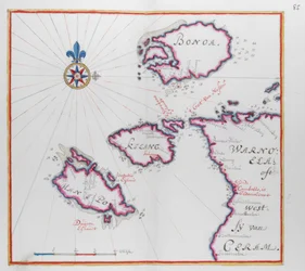 Map showing part of the Island of Ceram (Seram) and Bonoa (Pulau Boano) and Pulau Kelang and Pulau Manipa
