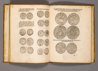 Money book with engravings of English coins