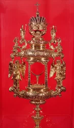 Monstrance, bearing the Haarlem mark for 1764 and possibly the makers mark, a pierced lozenge