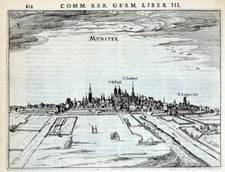 View of the town of Munster, from Rerum Germanicarum, by P. Bertin, Amsterdam 1616