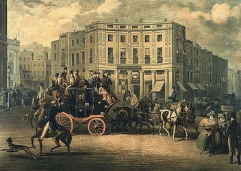 "The Age" Brighton Coach at the Bull and Mouth, Regent Circus