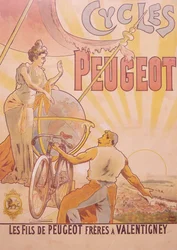 Poster advertising Peugeot bicycles, late 19th-early 20th century