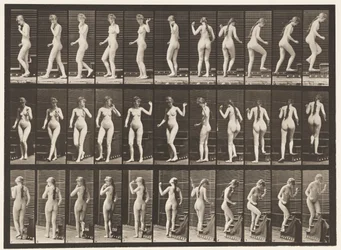 Turning and Ascending Stairs, Waving Hand